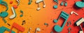 An abstract background with colorful music notes scattered on a textured surface Royalty Free Stock Photo