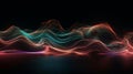 Abstract background of colorful neon wavy line glowi. Generative ai