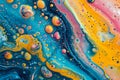 abstract background of colorful paint, with bubbles rising to the surface Royalty Free Stock Photo