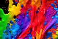 Abstract background of colorful paint splashes, 3d multicolored pattern paint wallpaper