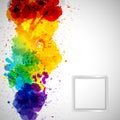 Abstract background with colorful paint stains and frame for you