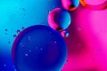 Abstract background with colorful pink blue gradient colors. Oil drops in water abstract psychedelic pattern image