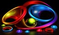 abstract background with colorful rings and bubbles, Royalty Free Stock Photo