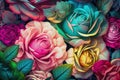 Abstract Background with Colorful Rose Flowers .AI generated Illustration Royalty Free Stock Photo