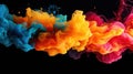 Abstract background. Colorful smoke isolated on black background. 3d rendering. Generative AI Royalty Free Stock Photo
