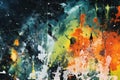 Abstract background with colorful watercolor splashes on grunge paper Royalty Free Stock Photo