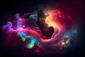 Abstract background with a colourful nebula. Fantasy fractal texture. AI Generative Royalty Free Stock Photo