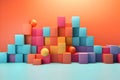 Abstract background with many colorful cubes