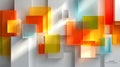 Abstract background composition featuring overlapping translucent geometric squares and rectangles in vibrant orange yellow and Royalty Free Stock Photo