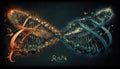 Abstract background concept of DNA string, DNA strain, DNA Spiral. Generative ai illustration