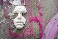 Abstract background of the concrete wall with abstract details of the portrait. Horizontal