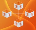 Abstract Background Connected Blocks Bitcoin on Orange Color Gradients