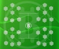 Abstract Background Connected Blocks Bitcoin on Green Color Gradients