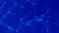 Abstract background with connecting dots and lines. Distribution of triangular shapes in space. Big data. Network connection Royalty Free Stock Photo
