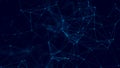 Abstract background with connecting dots and lines. Distribution of triangular shapes in space. 3D rendering Royalty Free Stock Photo