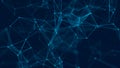 Abstract background with connecting dots and lines. Distribution of triangular shapes in space. 3D rendering Royalty Free Stock Photo