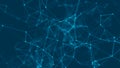 Abstract background with connecting dots and lines. Distribution of triangular shapes in space. 3D rendering Royalty Free Stock Photo