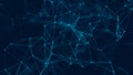Abstract background with connecting dots and lines. Distribution of triangular shapes in space. 3D rendering Royalty Free Stock Photo