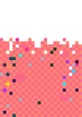 Abstract background constructed with colorful rectungles in a pixel art style.