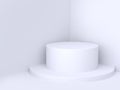 abstract background corner wall with geometric shape cylinder podium 3d render minimal white background
