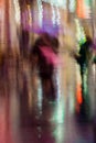 Abstract background of Couple kissing young people under umbrella, rainy evening, Impressionism, colorful lighting Royalty Free Stock Photo
