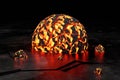 Abstract background of cracked ground with lava globe. 3D rendering Royalty Free Stock Photo