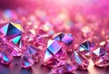 Abstract background with crystal diamonds in pink pearl color. Bright rainbow refraction. Glass crystal holographic background Royalty Free Stock Photo