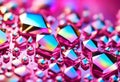 Abstract background with crystal diamonds in pink pearl color. Bright rainbow refraction. Glass crystal holographic background Royalty Free Stock Photo