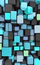 Abstract background of cube blocks wall stacking blue, light blue design for cubic wallpaper background .