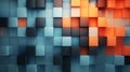 Abstract background of cubes in blue and orange colors. 3d rendering Generative AI Royalty Free Stock Photo