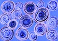 Abstract background of curved circles and spirals. Different shades of blue. Royalty Free Stock Photo