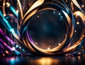Abstract background with curved lines and glowing lights. 3d illustration Royalty Free Stock Photo