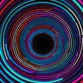 Abstract background of curved lines in neon multicolored colors. Circles of traffic in the tunnel Royalty Free Stock Photo