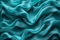 Abstract background of cyan silk or satin with smooth folds, decorative wave pattern texture drapery, generative ai Royalty Free Stock Photo