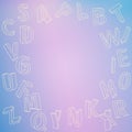 Abstract background with 3d letters. Round frame consisting of three-dimensional letters.