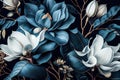 abstract background of 3d magnolia flowers. Generative AI Royalty Free Stock Photo