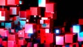 Abstract background 3d, many metallic red cubes with neon glow on black Royalty Free Stock Photo