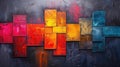 Abstract background 3d multicolored geometric shapes, saturated colors, modern abstract art