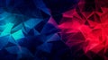 Abstract background 3d polygon texture, vivid blue and red color, generative AI