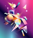 Abstract background of 3D primitive geometric shapes. Colorful design Royalty Free Stock Photo