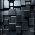Abstract Background. 3D Rendering of Black Cubes in Random Height Creating Seamless Wall Pattern., Royalty Free Stock Photo