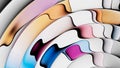 abstract background, 3d rendering, curved lines and a fluid gradient of pastel and bold colors. Fluted glass effect