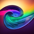 Abstract background 3D, shiny plastic waves with purple blue textures and lights interesting lustrous liquid wavy text