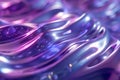 Abstract background 3D, shiny plastic waves with purple blue textures and lights interesting lustrous liquid wavy texture, 3D Royalty Free Stock Photo