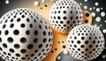 Abstract background with 3d spheres cluster. Gold bubbles. Banner or poster design. Generative AI