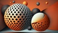 Abstract background with 3d spheres cluster. Yellow and white bubbles. Banner or poster design. Generative AI