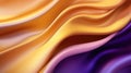 Abstract Background with 3D Wave Bright Gold and Purple Gradient Silk Fabric