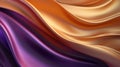 Abstract Background with 3D Wave Bright Gold and Purple Gradient Silk Fabric