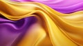 Abstract Background with 3D Wave Bright Gold and Purple Gradient Silk Fabric