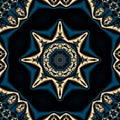 Abstract background in dark blue with gold fractal ornament Royalty Free Stock Photo